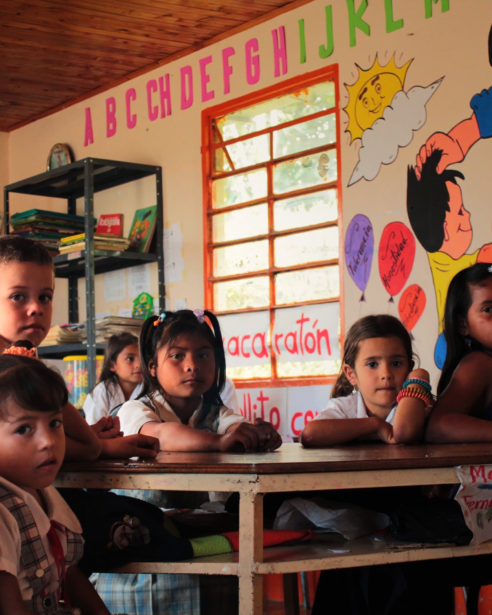 A rural classroom in Colombia, no computers, no connection